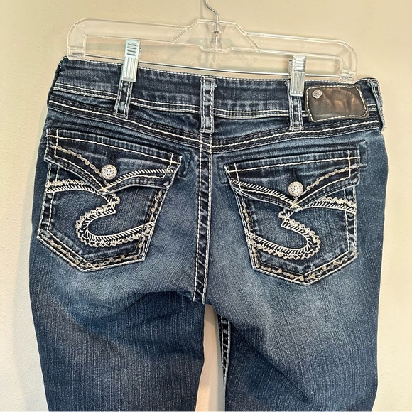 Silver Jeans Suki Flap Pockets Bootcut Rhinestone Gems Medium Wash Women’s 30x34 - Picture 6 of 16